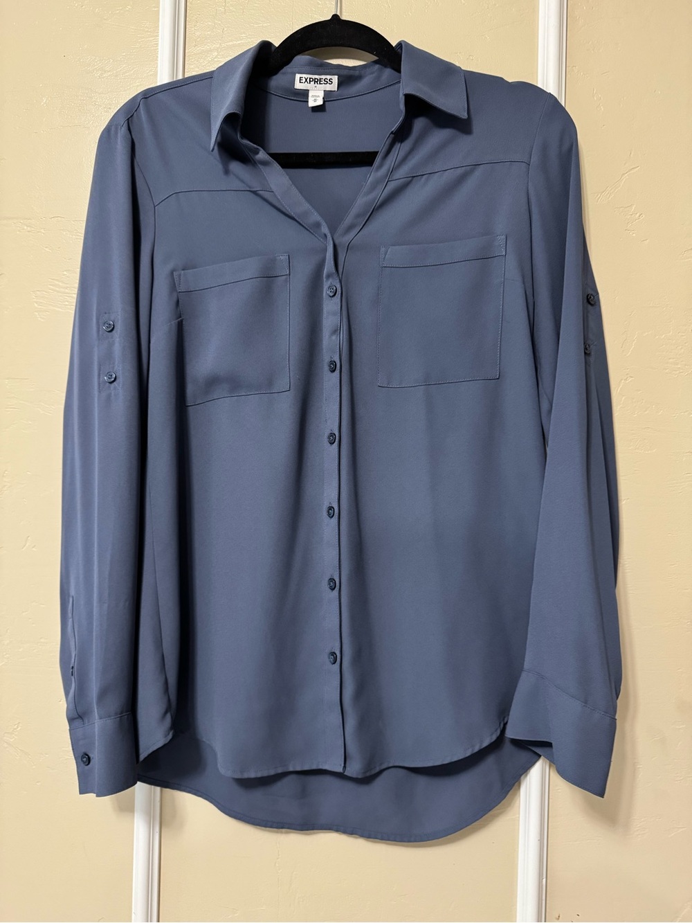 Express Women's Button-Down Shirt in Slate Blue